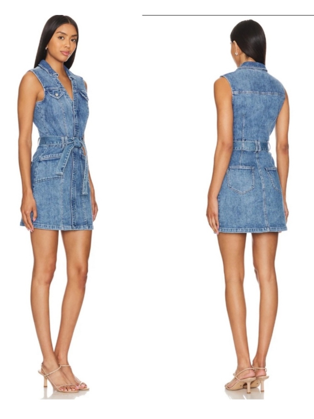 NWT PAIGE Kelsee Denim Mini Dress in Viva Blue Size 12